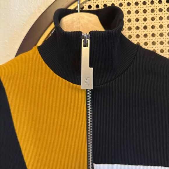 A-COLD-WALL Ribbed Colorblock Zip Collar Midi Slit Black Asymmetrical Bodycon Dr - Picture 4 of 11